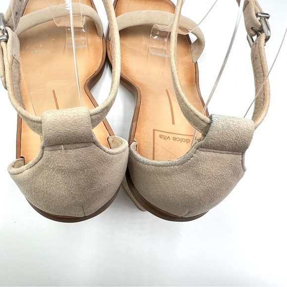 Dolce Vita Suede Leather Beige Tan Leopard Print Open Toe Heels Sandals 8 - Picture 8 of 15
